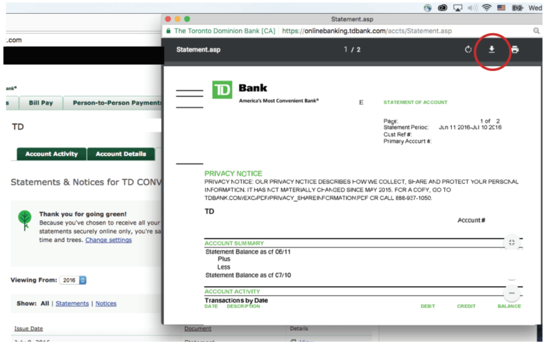 td bank online business checking