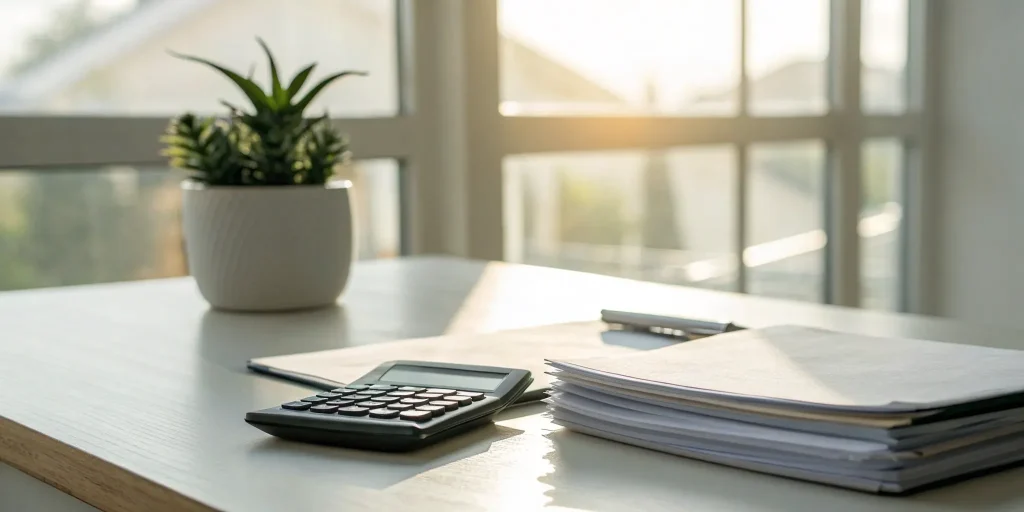 Comparing the 4 forms of receivable financing with a calculator, pen, and paperwork.