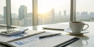 Comparing cash flow vs revenue charts with a calculator before buying a business.