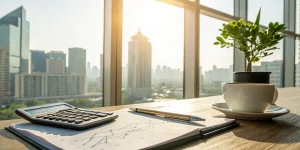 Analyzing cash flow documents with a calculator to set the price when selling a business.