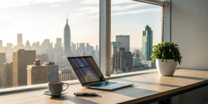 Using a business loan calculator on a laptop to plan for a $2 million loan.